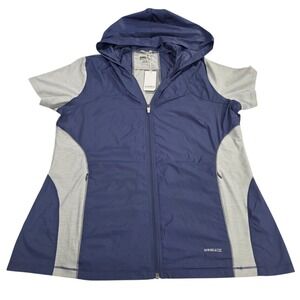 Annika Cutter & Buck Gold Jacket Womens Blue White XL Hybrid Full Zip Nylon Top